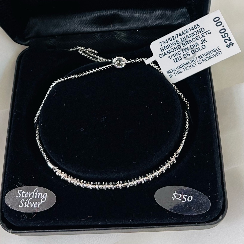 New BRIDGE DIAMOND bolo BRACELETS in sterling silver, fine jewelry birthday 🎁
